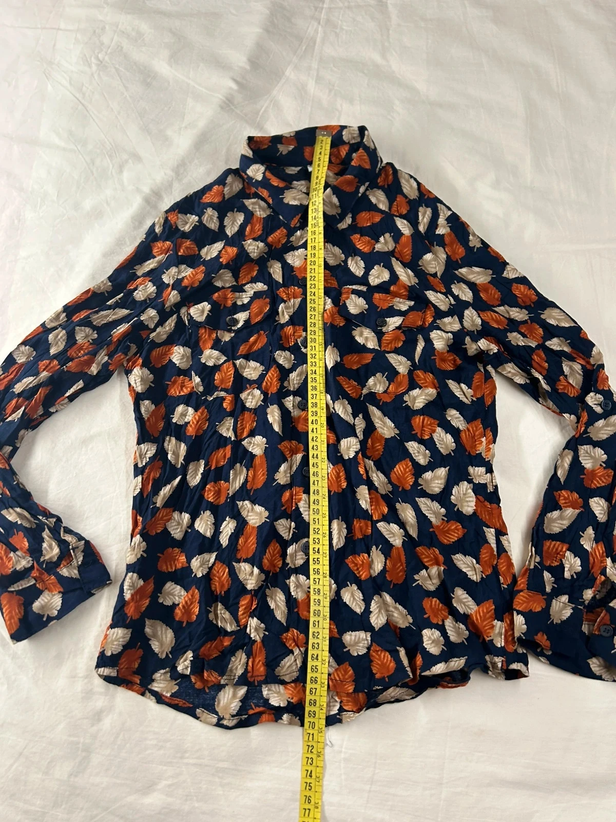 Hemd 100% viscose marineblauw met vintage patronen – photo 8
